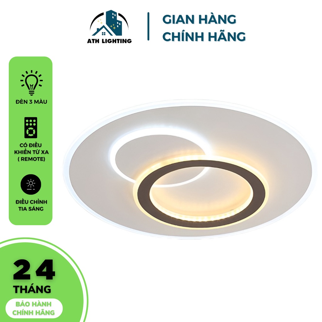 Đèn Ốp trần ATH LIGHTING loại đèn led ốp trần 3 màu 72w cho phòng khách có thể chỉnh độ sáng bằng điều khiển từ xa