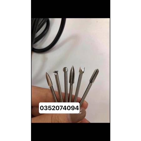 Bộ 6 mũi điêu khắc cán 3mm lưỡi 3 4 5 6 8 mm 3x3 - 3x4 - 3x5 - 3x6 - 3x8