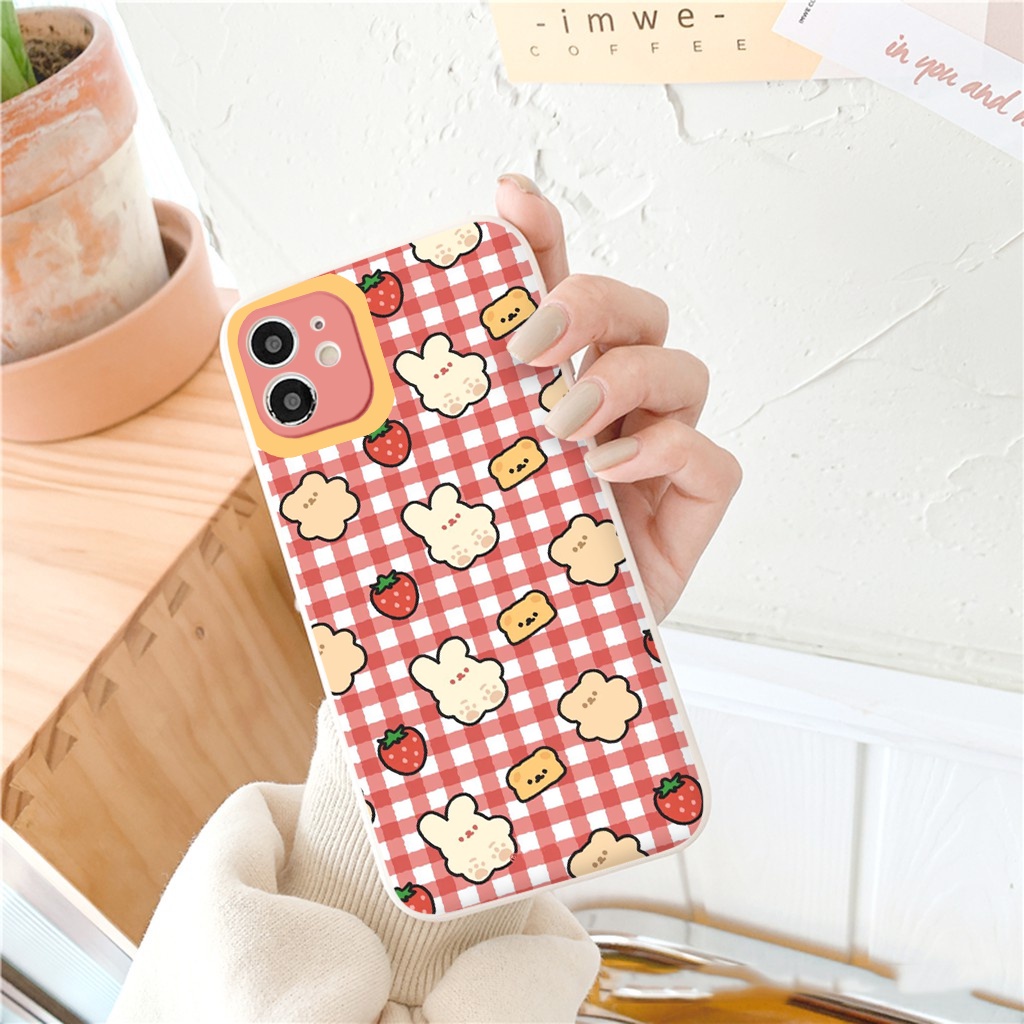 Ốp lưng iphone BVC thỏ gấu caro siêu xinh 6/6plus/6s/6splus/7/7plus/8/8plus/x/xr/xs/11/12/pro/max/plus/promax vuông cạnh