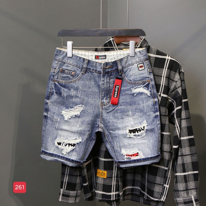 Quần short jean nam co giãn, quần bò lửng nam rách nhiều màu thời trang Bi shop ms261
