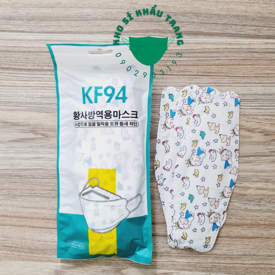 Khẩu trang KF94 họa tiết hoạt hình túi 10 cái siêu dễ thương