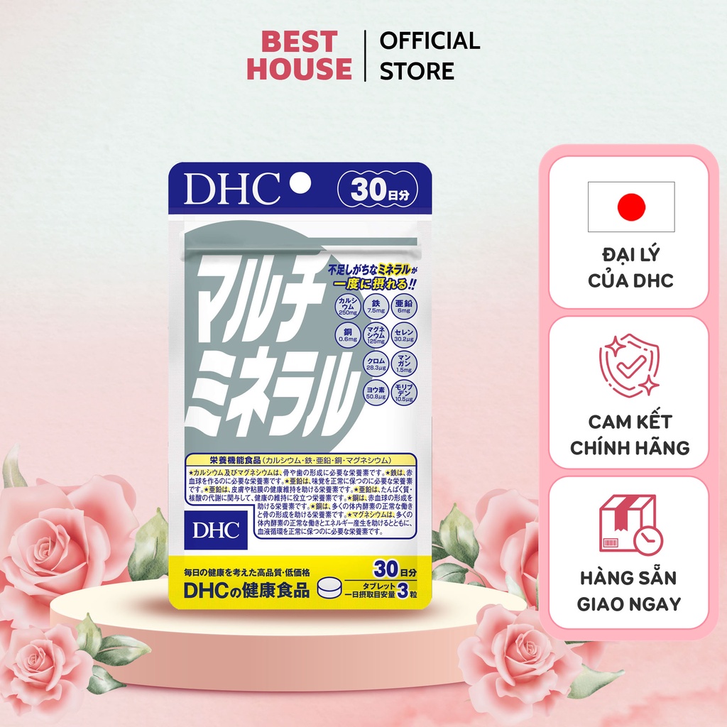 Viên uống DHC Multi Minerals gói 30 ngày bổ sung khoáng chất tổng hợp cải thiện da mụn, thực phẩm chức năng Nhật