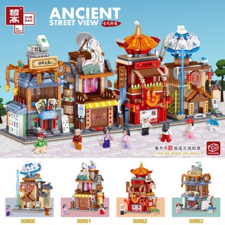 Gạch Mini - Mô hình lắp ghép cửa hàng Trung cổ - 00860 00861 00862 00863