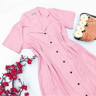 Đầm sơ mi nút đen 2 màu (kèm hình thật)