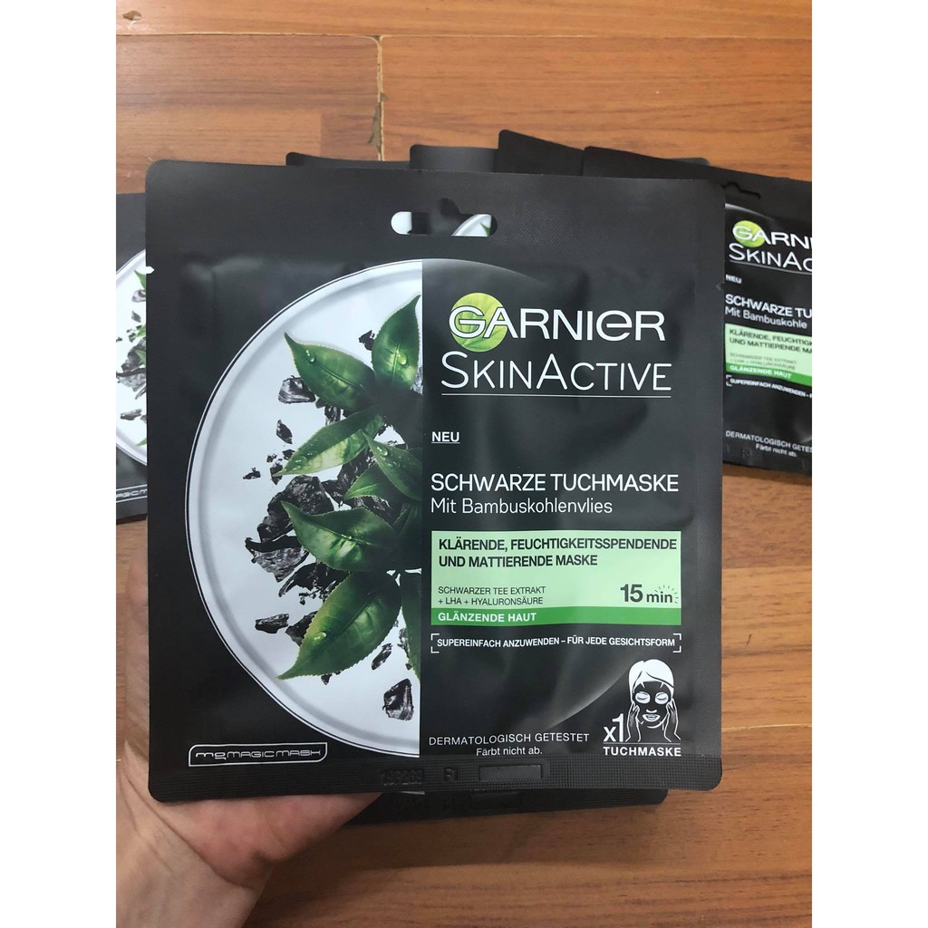 Mặt nạ vải Garnier trà xanh và than hoạt tính