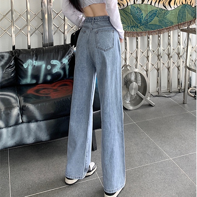 Quần Jeans Nữ Dài Lưng Cao Ống Rộng Thời Trang Hàn Quốc