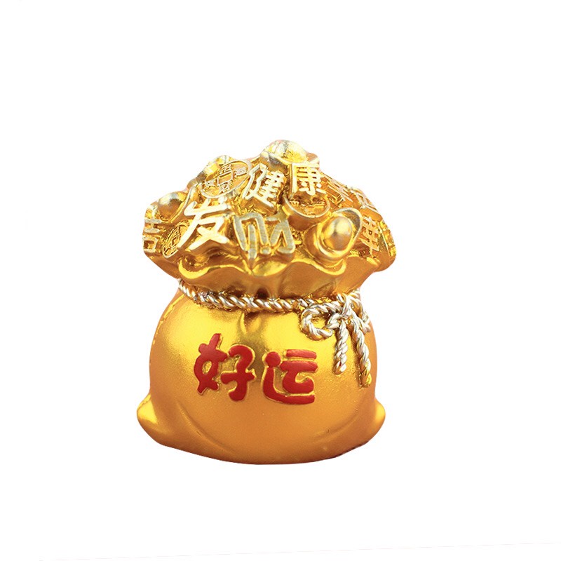 Bộ 2 ông thần tài gật đầu bên túi vàng