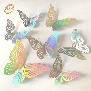 12 miếng dán tường hình con bướm hoạt hình 3D