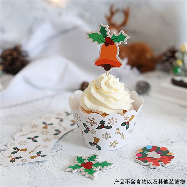 Set 12 bọc cupcake + 12 que cắm GS Noel - Phụ kiện trang trí bánh sinh nhật