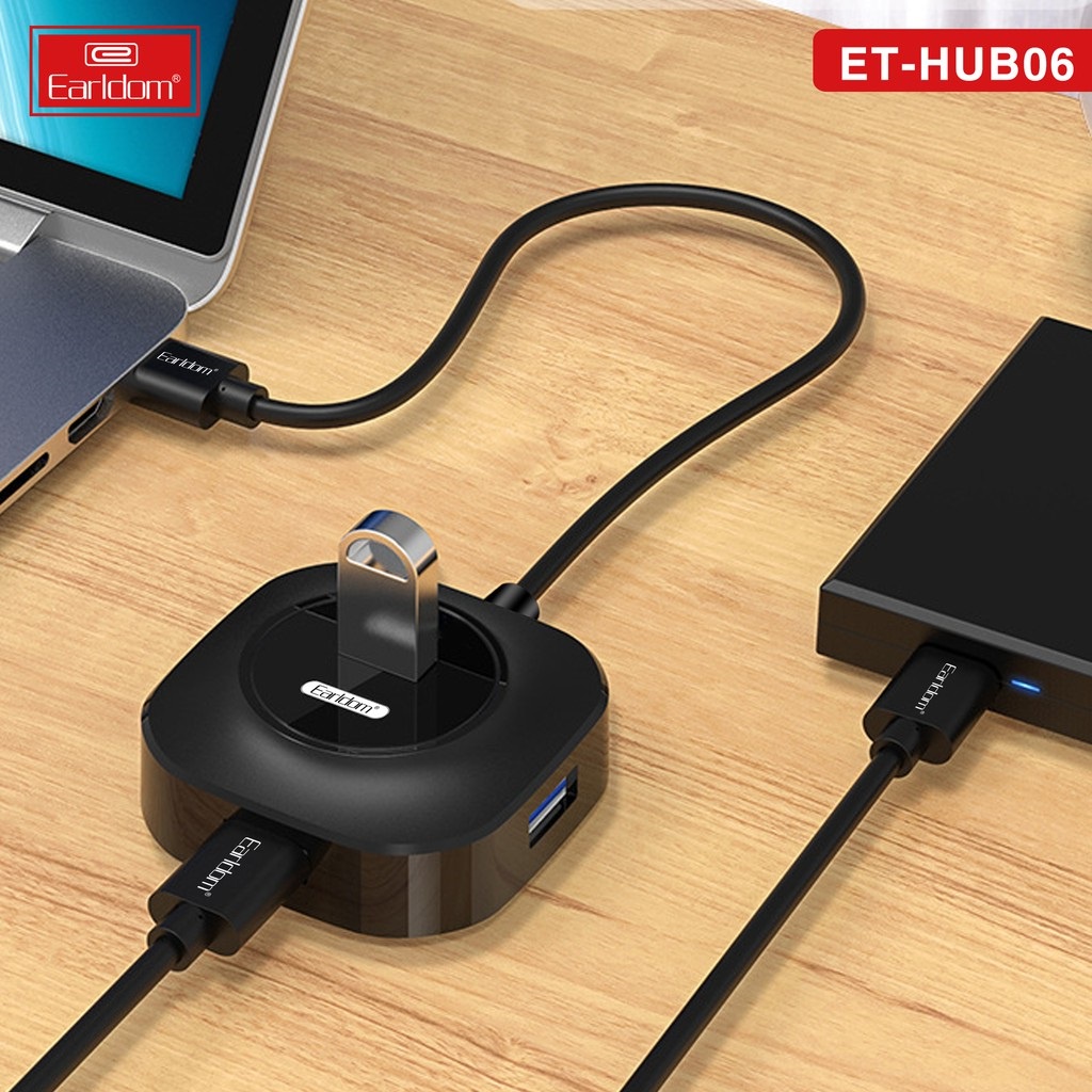 Hub USB 4 cổng Earldom HUB-06 - Bộ chia USB 1 ra 4 - Hàng Chính Hãng bảo hành 12 tháng