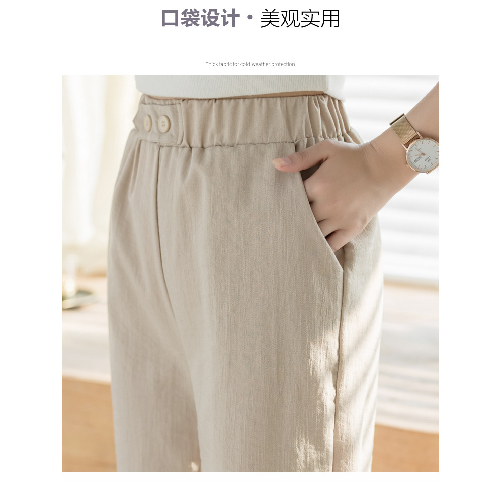 Quần Dài Cotton Lanh Ống Rộng Thời Trang Cho Nữ | BigBuy360 - bigbuy360.vn