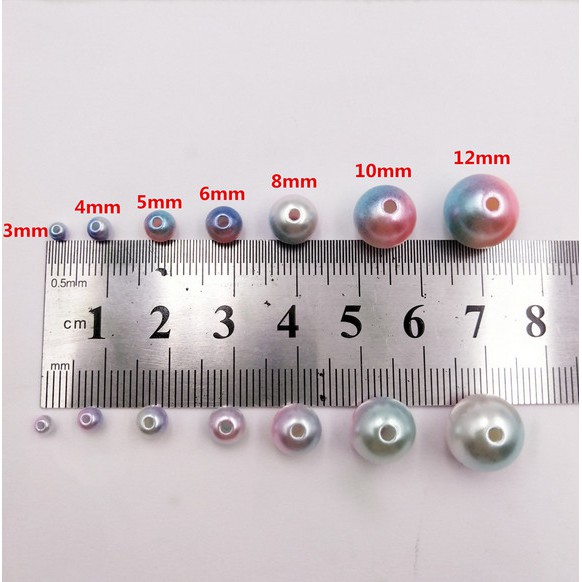 Hạt Ngọc Trai Giả Bằng ABS 8/10/12mm Màu Sắc Cầu Vồng Dùng Làm Đồ Trang Sức Thủ Công
