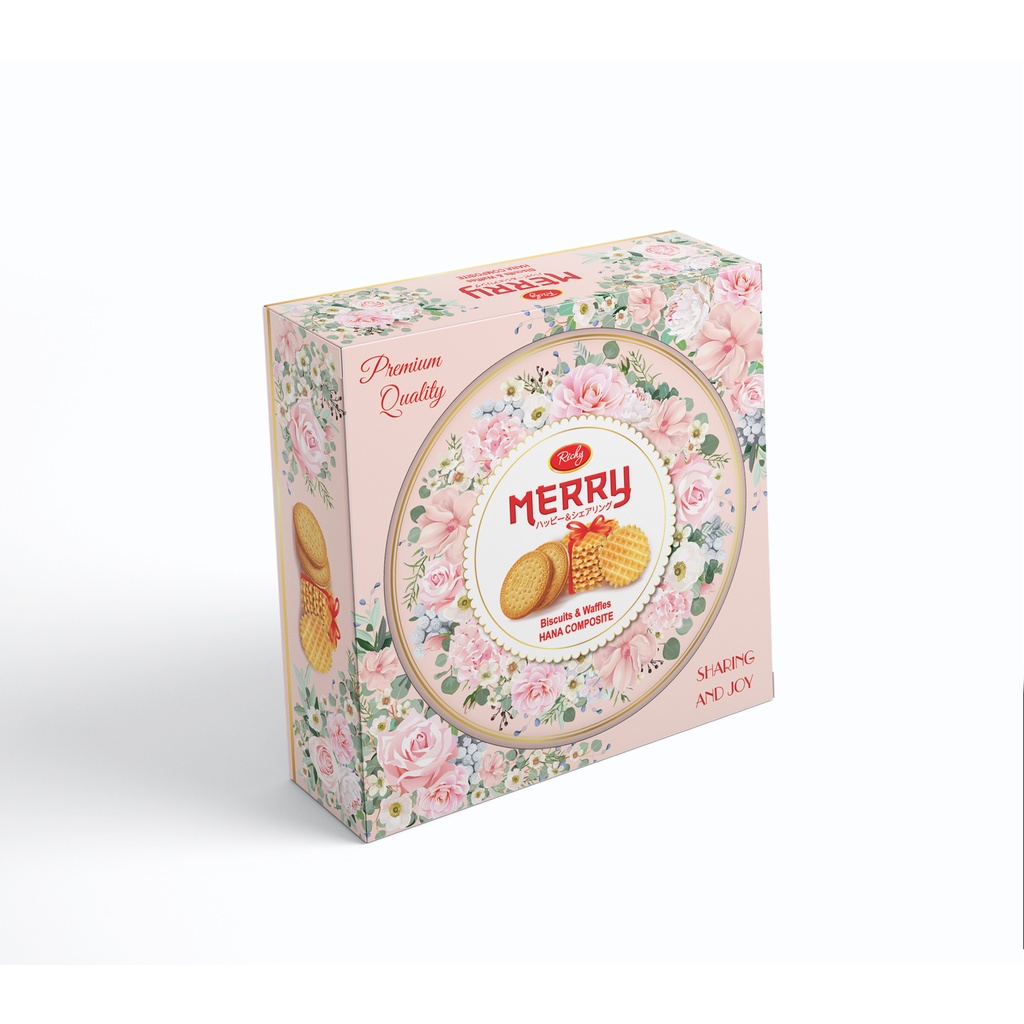 Bánh Richy Merry hoa xanh- Bánh thập cẩm 333g hộp thiếc