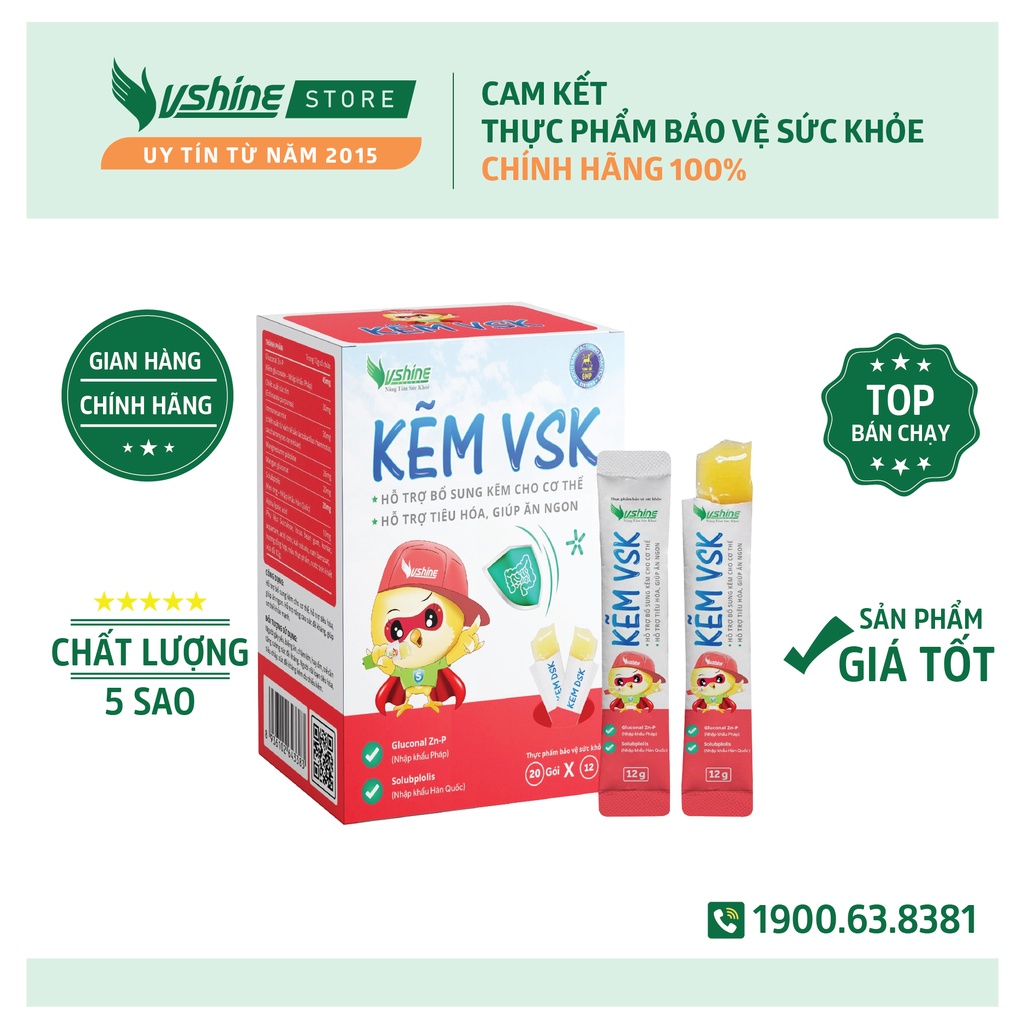 Kẽm VSK - Dạng thạch kẽm cho trẻ, hỗ trợ tiêu hóa giúp trẻ ăn ngon