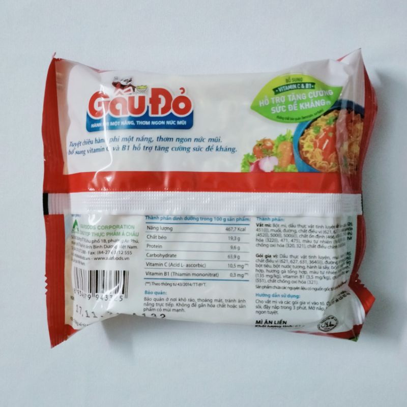 Combo 5 gói mì tôm Gấu Đỏ Tôm Gà 63g