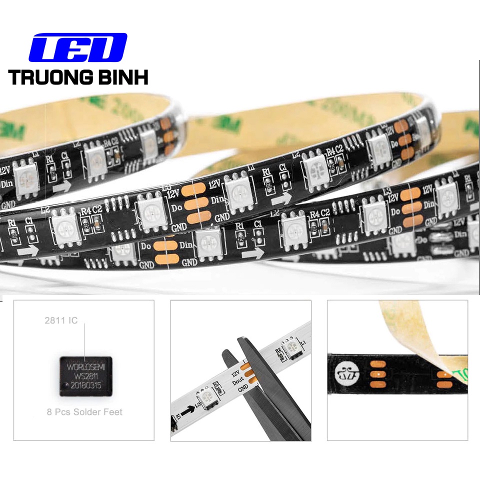ĐÈN LED DÂY FULL MÀU WS2811 UCS1903 60LED/MÉT DÂY 1 MÉT ĐIỆN ÁP 12V