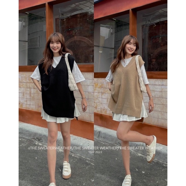 [HÀNG SẴN]ÁO LEN GILE Lông thỏ cổ V xẻ vạt bên hông