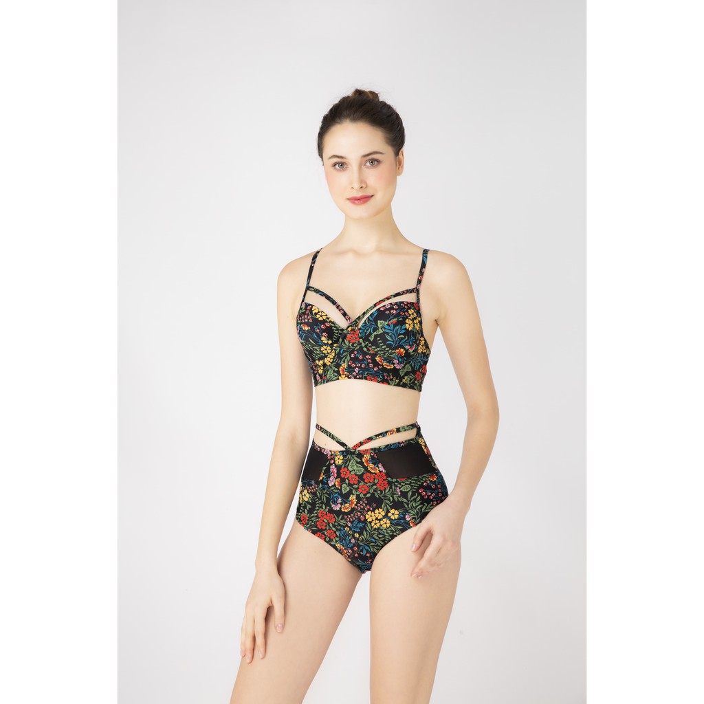 [Mã WABRM50 giảm 15% đơn 99k] BIKINIPASSPORT - Hai mảnh quần lưng cao phối lưới - Floral BS077_FLO