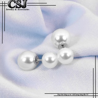 Bông tai inox nữ ngọc trai Dior sang trọng