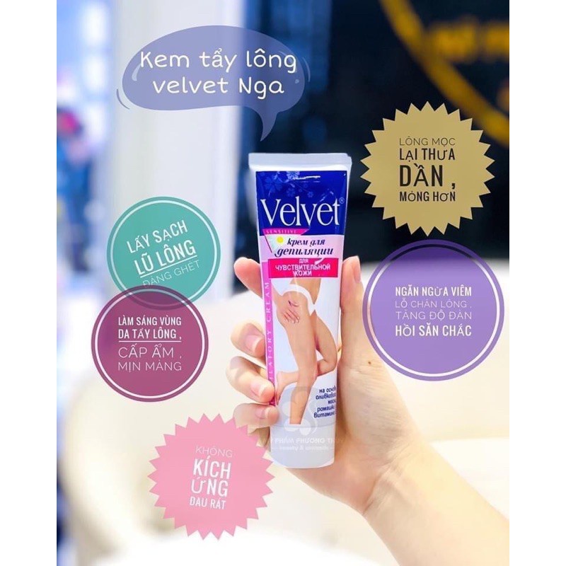 Kem tẩy lông Velvet 100ML chính hãng Nga, chiết xuất hoa cúc và vitamin E tẩy lông cực nhanh | TM024