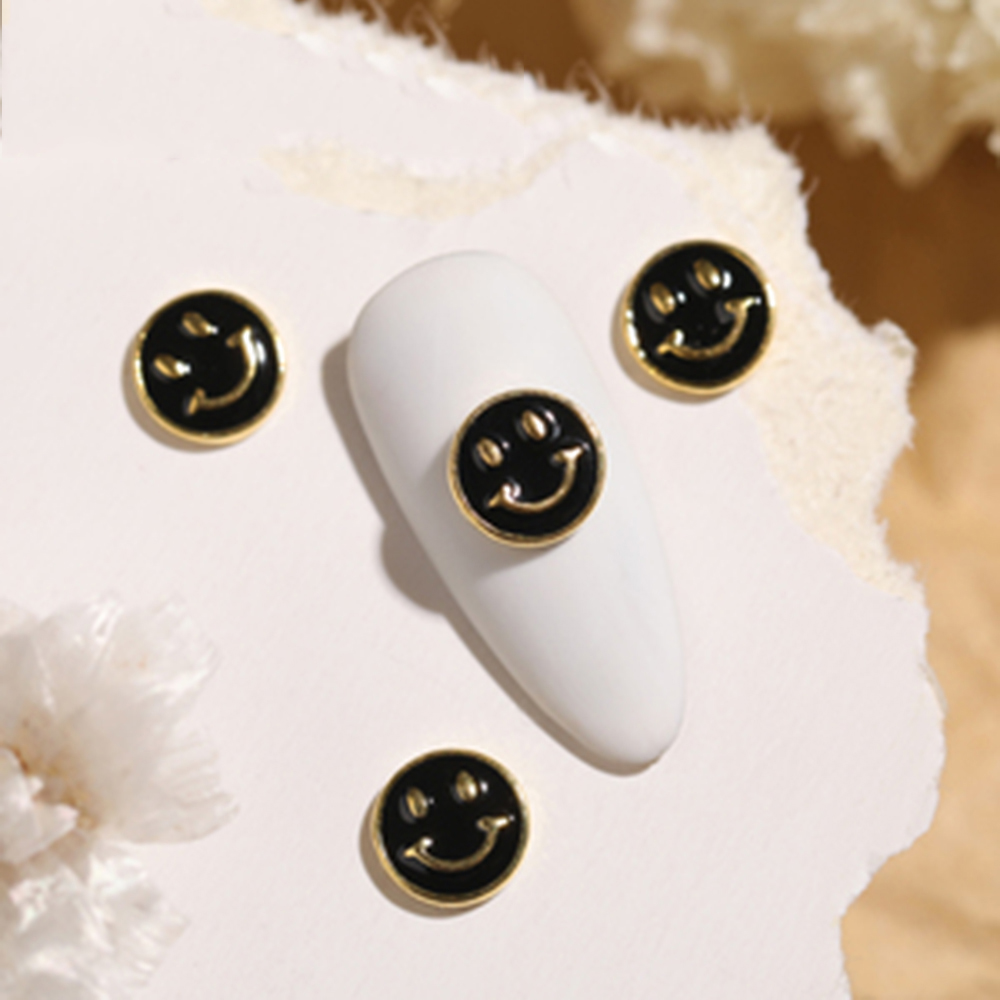 [Hàng mới về] Hạt đính móng tay trang trí nghệ thuật bằng kim loại họa tiết mặt cười 3D