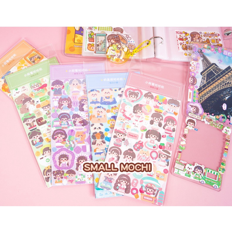 Peach 2Pcs Cute soft cute cartoon character stickers Journal Scrapbook Decor Sticker