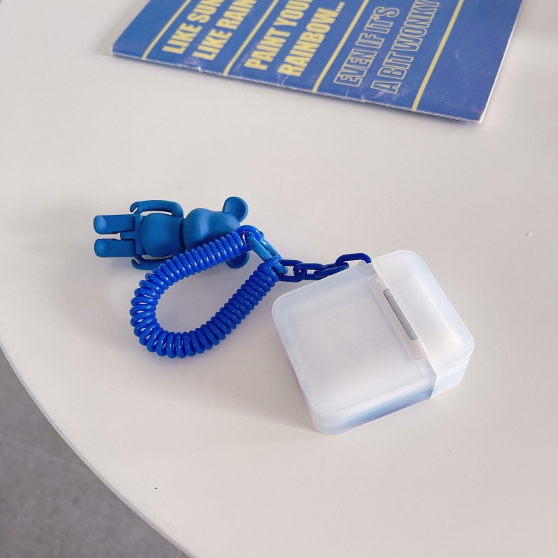 Vỏ Bảo Vệ Hộp Sạc Tai Nghe Apple AirPods 1 2 3 Pro Hình Vuông Họa Tiết KAWS Màu Xanh Dương