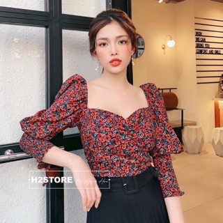 ÁO HOA ĐỎ TAY PHỒNG (KÈM HÌNH THẬT)