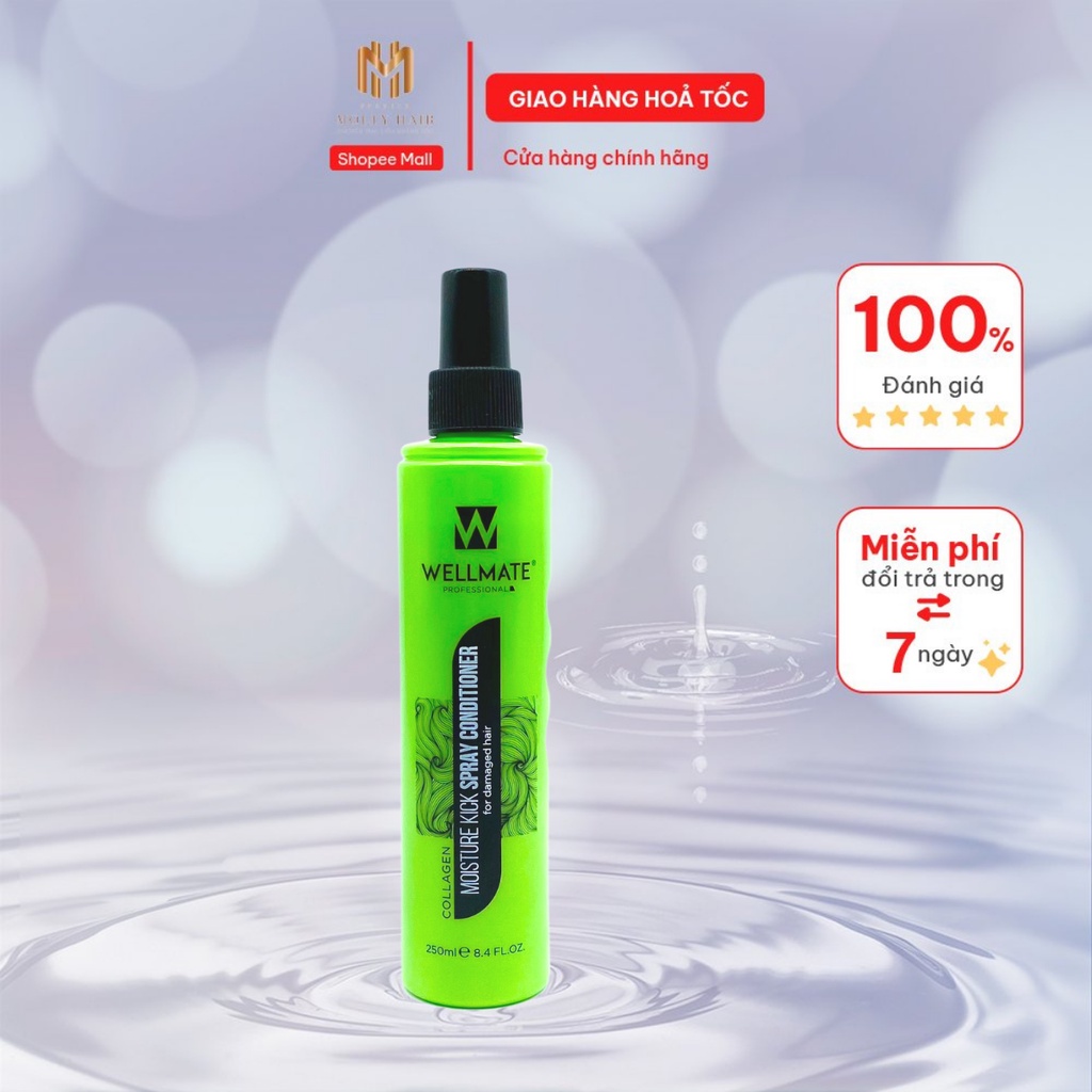 [HÀNG TỐT] XỊT DƯỠNG WELLMATE COLLAGEN MOISTURE KICK SPRAY CONDITIONER 250ML (Màu Xanh)