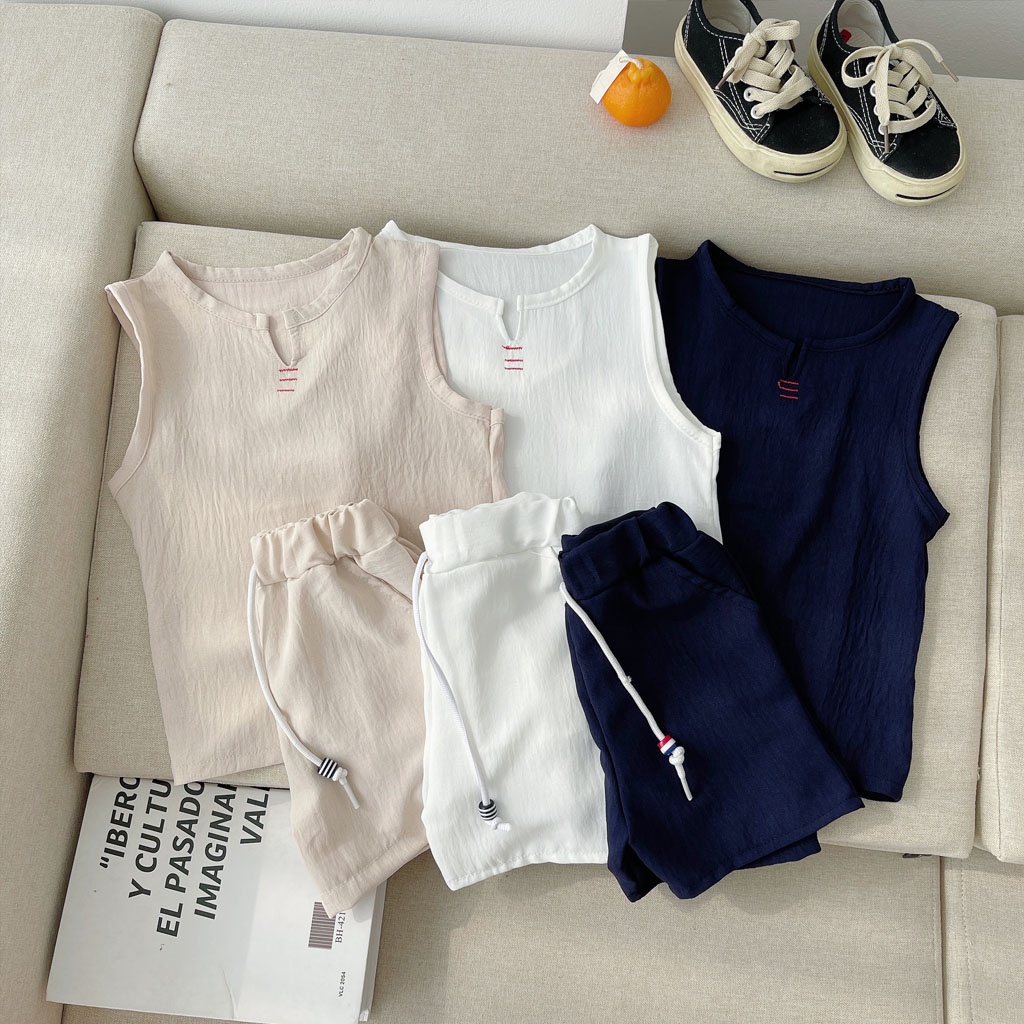 Bộ sát nách chất đũi, Bộ ba lỗ sát nách cực mát cho bé từ 1-5 tuổi- Lila Kids