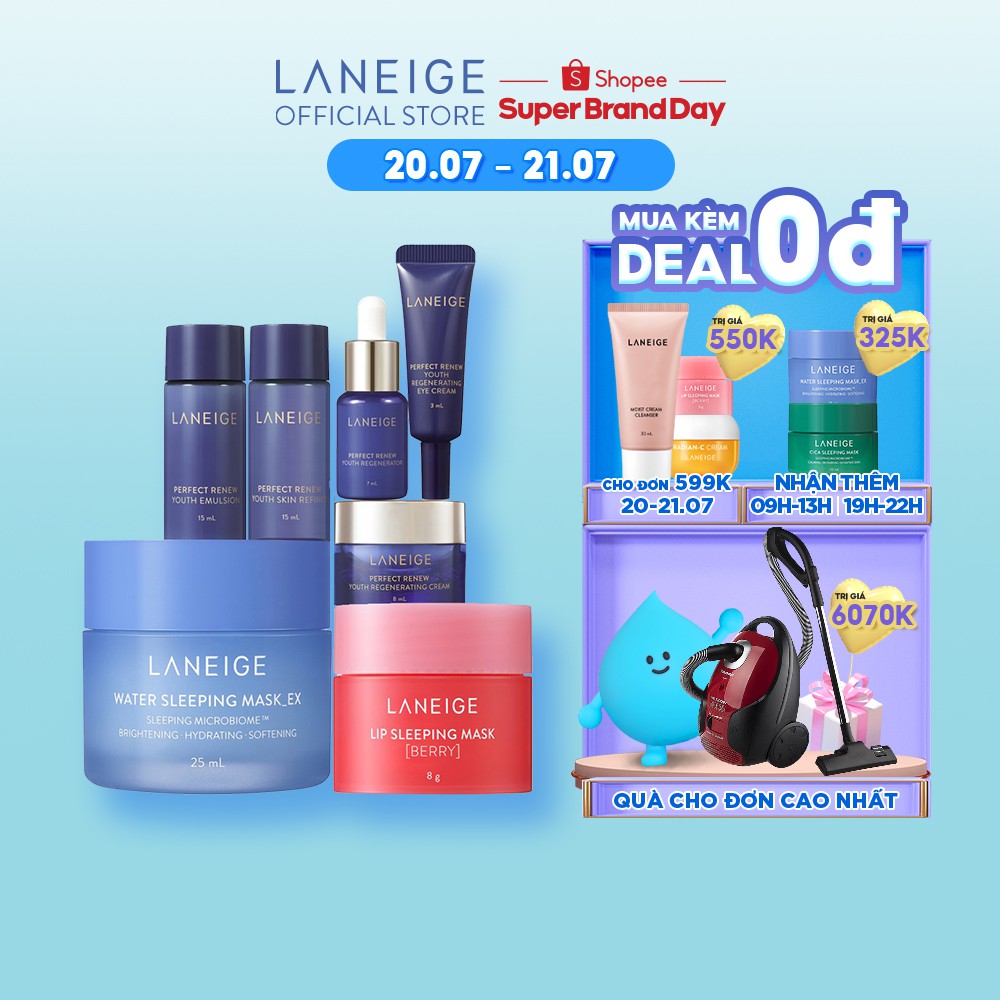 Bộ chống lão hóa & làm đẹp cho da từ trong giấc ngủ LANEIGE Sleeping Mask & Perfect Renew Youth