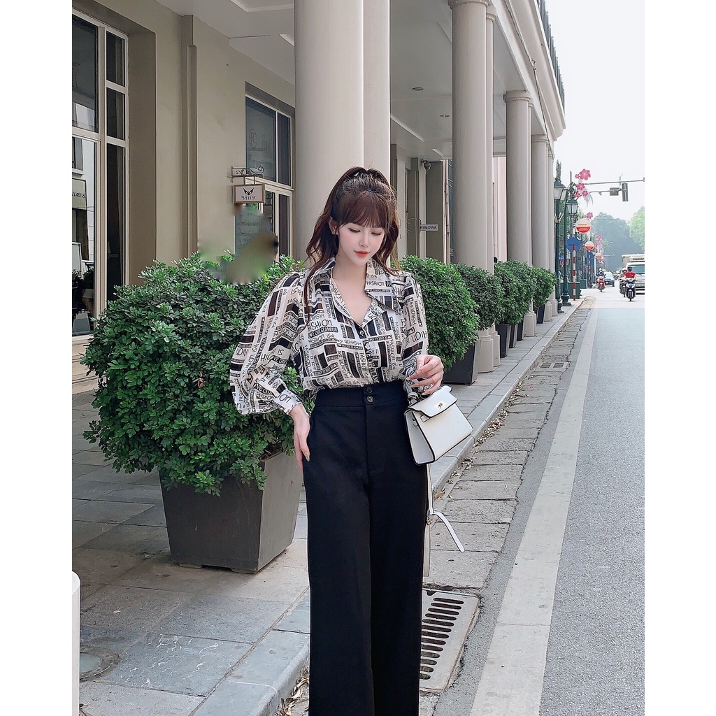 Áo sơ mi hoạ tiết chữ chất liệu lụa thời trang thoáng mát - LL012 | BigBuy360 - bigbuy360.vn