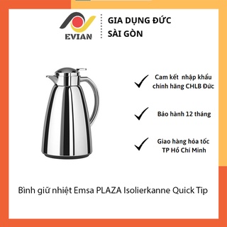 Bình giữ nhiệt emsa plaza isolierkanne quick tip, chrom, 1,0 l màu inox