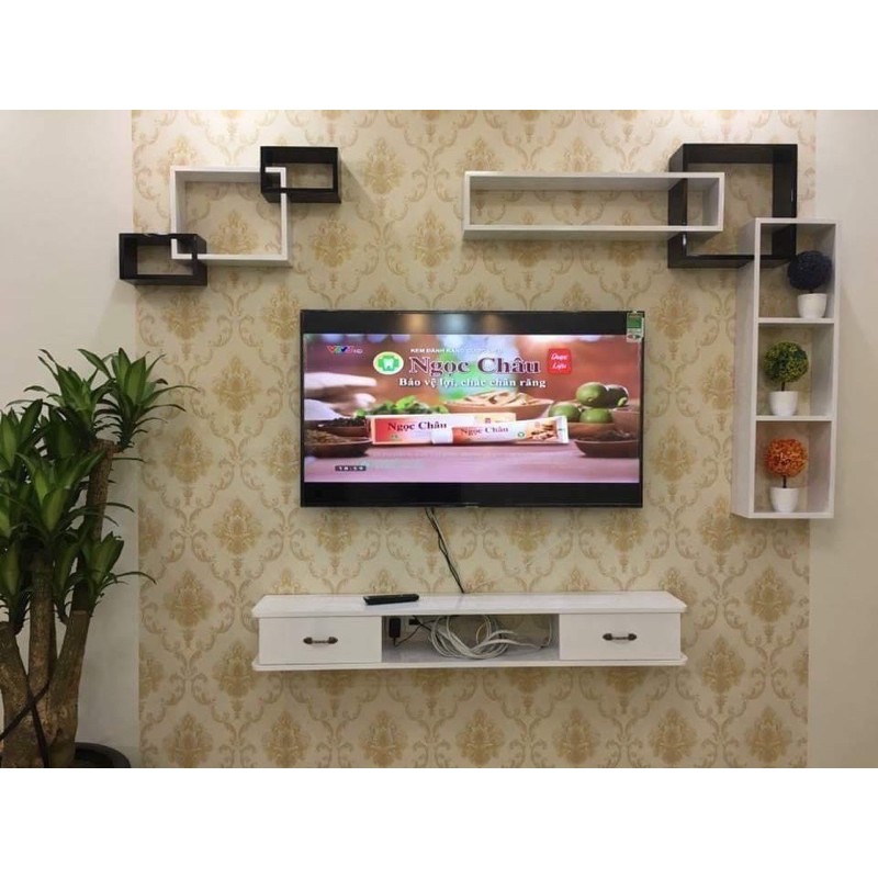 Kệ gỗ treo tường chống ẩm 3 chữ nhật lồng mã TG-26. Bảo hành 3 tháng.