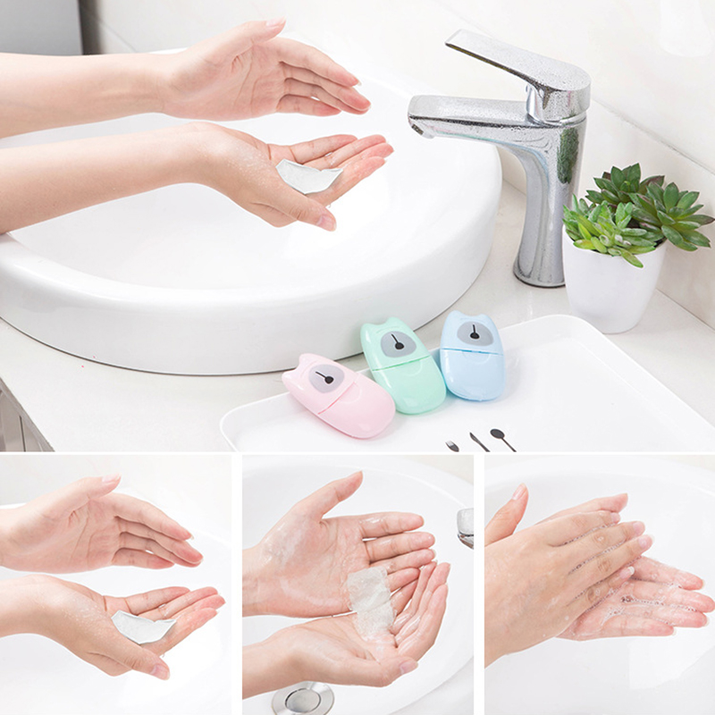 Set 50 Xà Phòng Giấy Mini Dùng Một Lần Tiện Dụng Khi Đi Du Lịch
