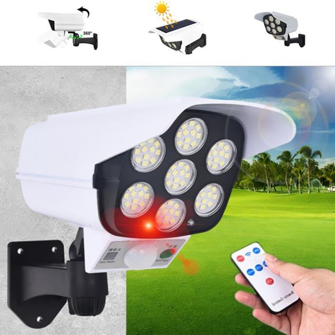 Đèn Năng Lượng Mặt Trời Giả Camera Ngoài Trời Tự Động BẬT TẮT Chống Trộm, Chống Nước IP67 Có Điều Khiển