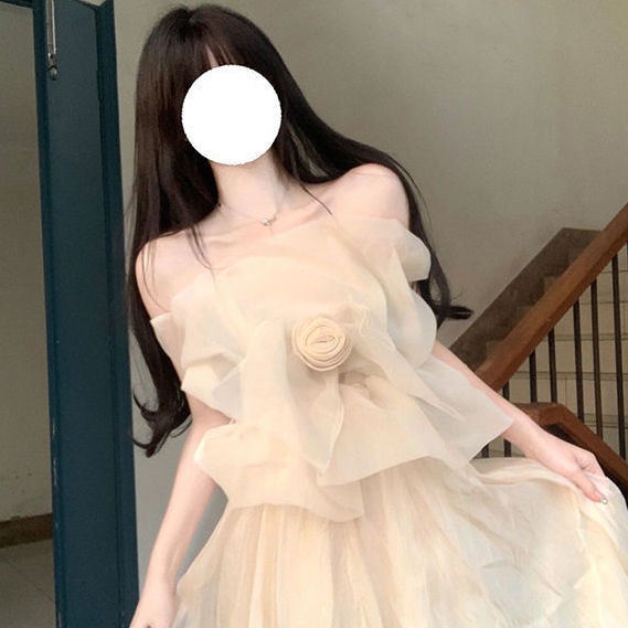 Bộ Áo Ống Ngắn + Chân Váy Lưới Eo Cao Thời Trang Mùa Hè 2022 Phong Cách Pháp Hàng Mới Dành Cho Bạn Nữ