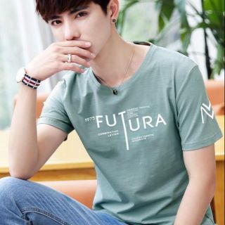áo thể thao nam body, cổ tròn, in chữ futura, áo thun nam ngắn tay
