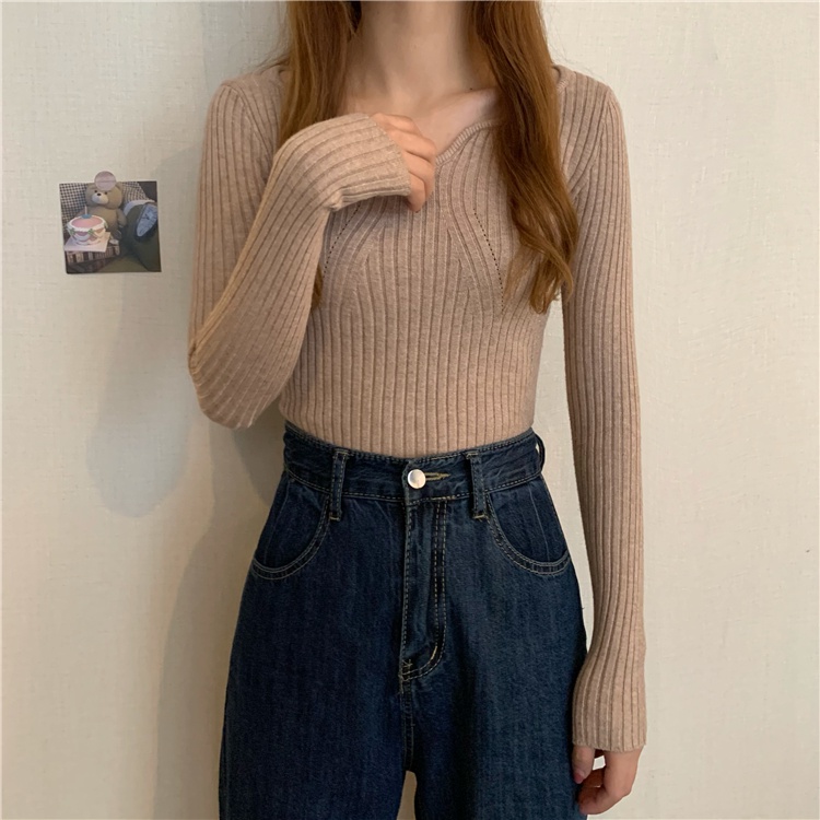 NUZIRO  Áo len cổ chữ V cho nữ