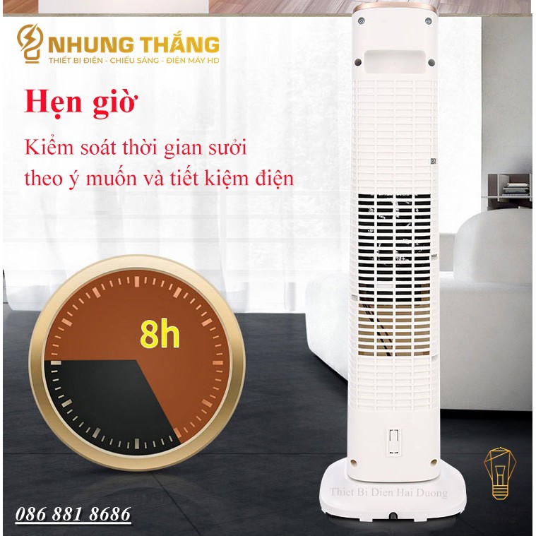 Máy Sưởi Cây HHN2202 Quạt Sưởi Để Sàn - Công Nghệ Sưởi Gốm PTC - Làm Nóng Nhanh - Hẹn Giờ Tắt -Chế Độ Quay Tỏa Nhiệt Đều