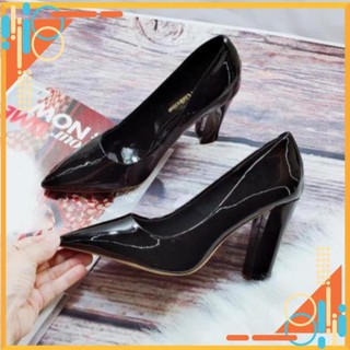 ( neww min) Giày Cao Gót Bít Mũi , Giày Cao Gót Nữ 9cm Chất Da Sáng Bóng Hàng Cao Cấp Selena Shop pindo