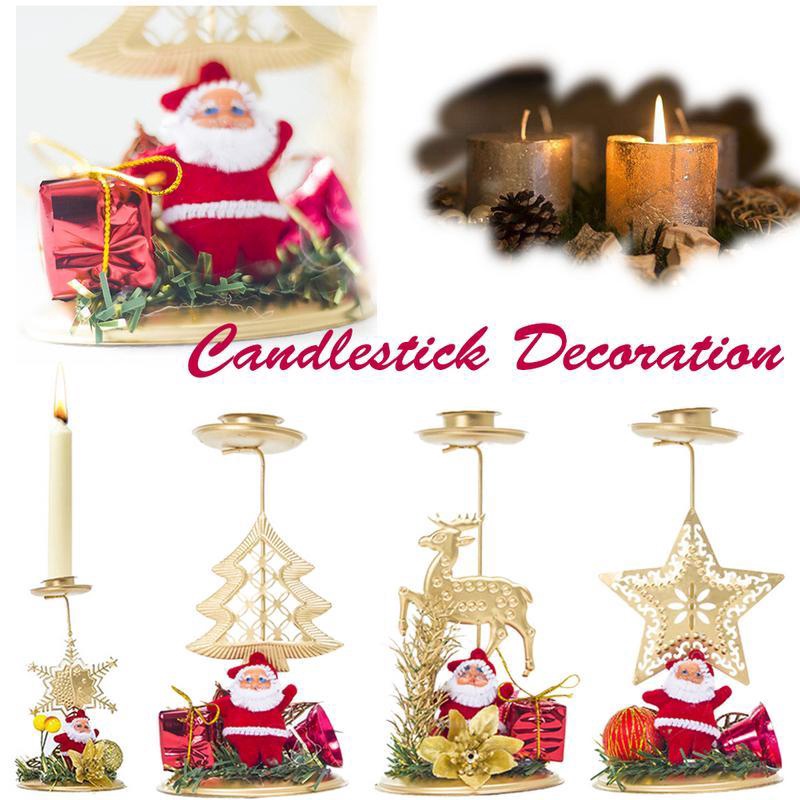 [Hàng Mới Về] Giá Đỡ Nến Để Bàn Hình Ông Già Noel Bằng Sắt Mạ Vàng Dễ Thương Sáng Tạo Phong Cách Châu Âu