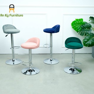 Ghế Quầy Bar Nệm Bọc Nhung Chân Sắt Xi Jb-24as