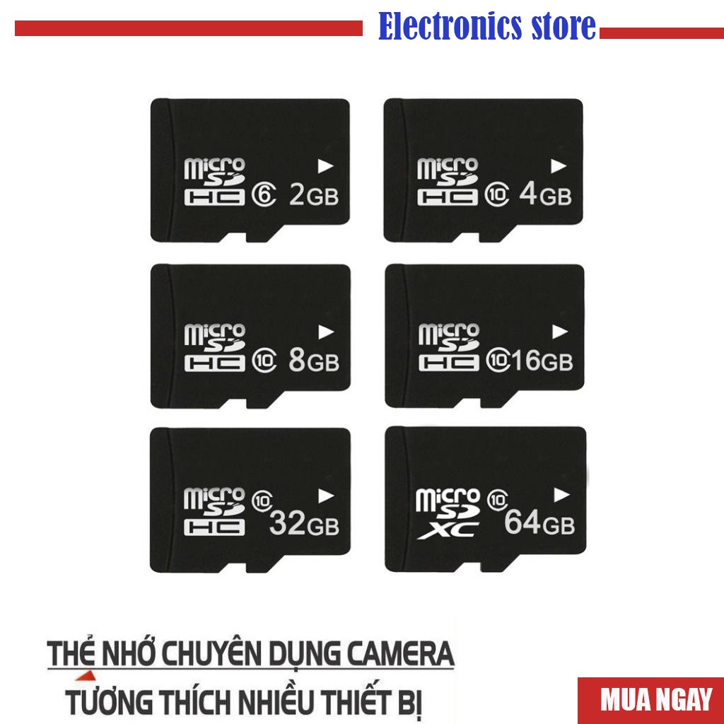 Thẻ nhớ MicroSD Class 10 Tốc độ cao (Đen) 2GB/4GB/8GB/16GB/32GB/64GB | BigBuy360 - bigbuy360.vn