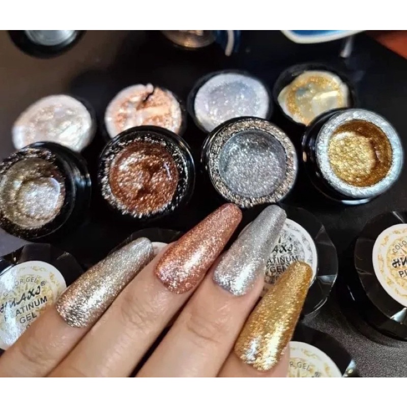 Gel Nhũ Nails Siêu Sáng , Gel Nhũ  vẽ Viền Huaxi Platinum chuyên dụng trang trí móng tay vẽ móng nails nghệ thuật