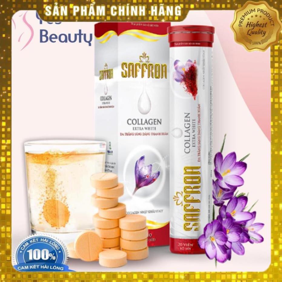 Viên Trắng Da Saffron Collagen Extra - Viên Sủi Cao Cấp Công Nghệ Nhật Bản - Chính Hãng Hộp 20 Viên