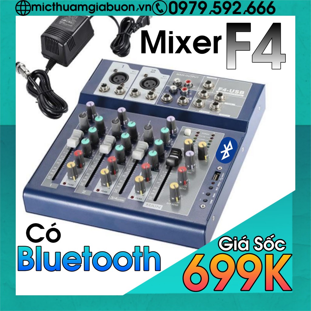 Mixer Yamaha F4, F7 Bluetooth, usb, âm thanh hay, sử dụng loa kéo, amply - Hàng chất lượng