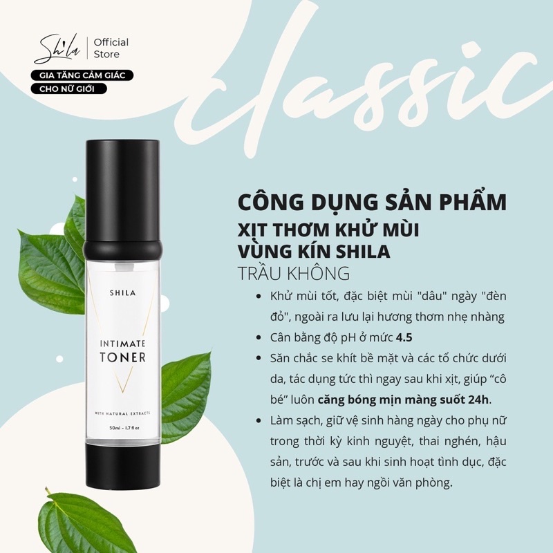 Xịt khử mùi se khít vùng kín Shila 50ml đủ 3 mùi quyến rũ