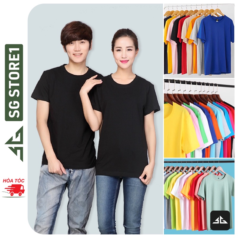 Áo phông trơn nam nữ thun unisex basic tshirt tay ngắn cổ tròn thun mềm mịn nhiều màu | SGSTORE1