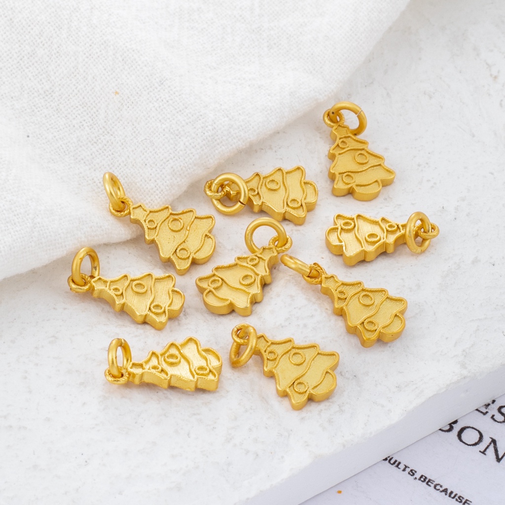 Mặt Dây Chuyền Hình Cây Thông Noel 8 * 13mm Mạ Vàng 18k diy